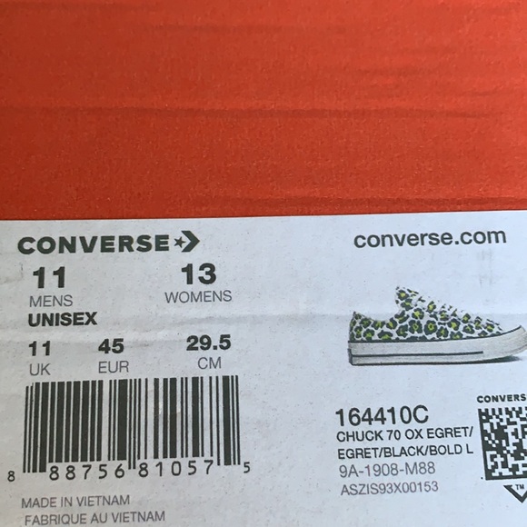 CONVERSE CHUCK 70 OX EGRET/BLACK/BOLD L MENS - Picture 16 of 16